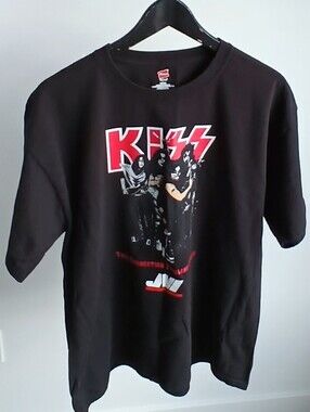 Vintage 2000s KISS Band Tee Hanes JVI Graphic Print Rock T-Shirt Size Large